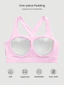 GLOWMODE Sweat-Wicking Quick-Dry Peekaboo Built-In Cups A-Line Crossover Back Mini Dress With Built-In Shorts Side Pockets Non-Slip Grips Tennis Golf Gym Daily Casual - Bubblegum Pink - View 4