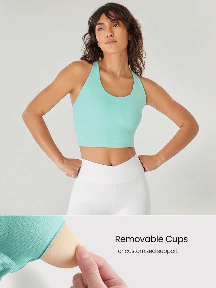 FeatherFit™ Reggiseno sportivo a incrocio con fascia lunga, supporto leggero per yoga, palestra, uso quotidiano