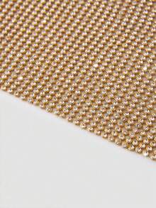 EgrlEra Women's Summer Sleeveless Metal Mesh & Rhinestone Diamond Detail Halter Neck Top Y2K For New Year Holiday Party - Gold - View 8