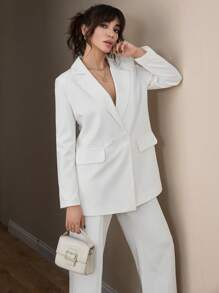 CLARA VERO Blazer casual de mujer de manga larga con cuello de solapa, de unicolor