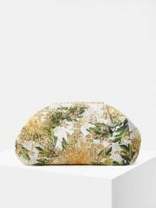 MOTF PREMIUM FLOWER EMBROIDERY SHELL SHAPED CLUTCHES - Green - View 2