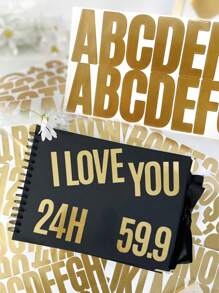 6pcs, 6.35 Cm Waterproof Large Golden Self-Adhesive Letter Decoration Sticker DIY Mailbox Sticker Hot Stamping Letter Sticker Large Alphanumeric Symbol Sticker Decorative Self-Adhesive, - Multicolor - View 6