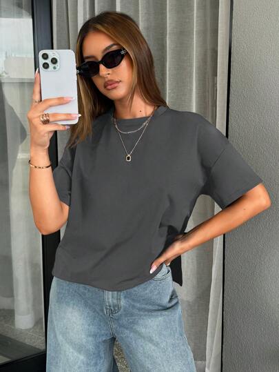 Siren Gaze 女士夏季短前長後基礎款T恤