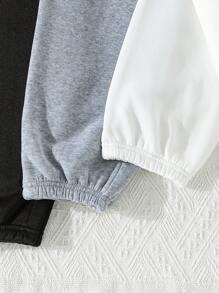 SHEIN Explorewe Tween Girl 3 peças/conjunto de calças térmicas forradas, cor sólida casual confortável para uso diário