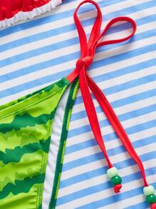 Swim Mod Bộ đồ bơi nữ cỡ lớn, đồ bơi hai mảnh in họa tiết dưa hấu dễ thương cho khu nghỉ dưỡng bãi biển - màu xanh lá - Xem 7