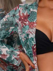 SHEIN Swim 3pcs Printed Random Designs Tankini Swimwear With Push Up Wire Support - Multicolor - View 4