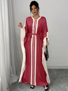 Elenzga Women's Color Block Hooded Dress Evening Gown - Hot Pink - View 1