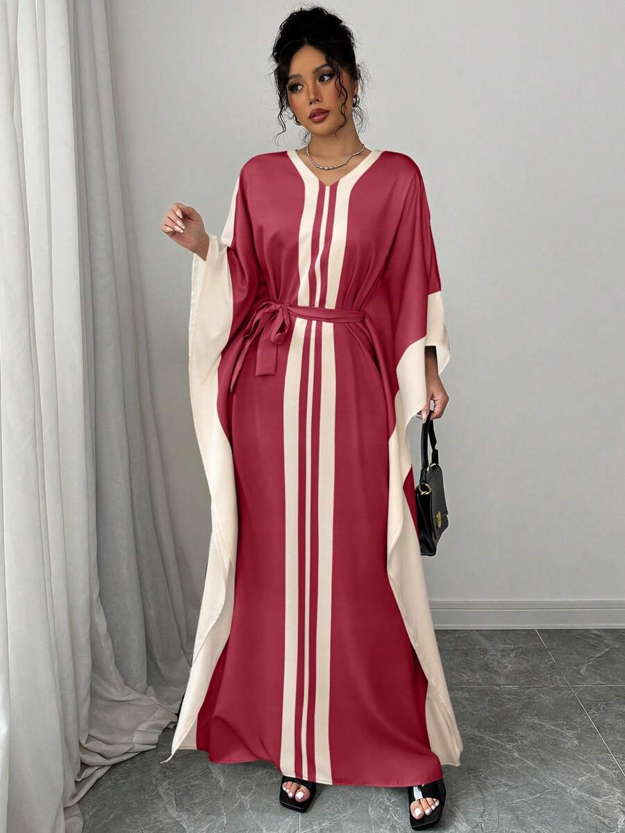 Elenzga Women's Color Block Hooded Dress Evening Gown - Hot Pink - View 1