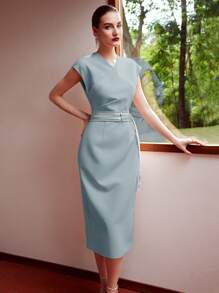 MOTF PREMIUM 系腰带拉链连衣裙