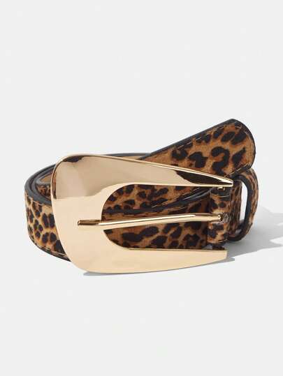 Maija Vintage Leopard, Tiger, Animal, Geometric Pattern Smooth Buckle Fashion Skinny Waist Belt