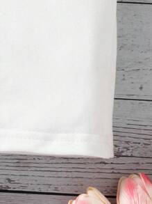 Camisetas sin mangas informales para niñas, con diseños gráficos de dibujos animados simples y lindos de cuello redondo, aptas para el verano - Blanco