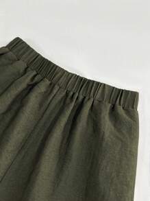 INAWLY 2pcs Women Solid Color Long Sleeve Open Front Jacket And Pants Casual Suit Set - Green - View 3