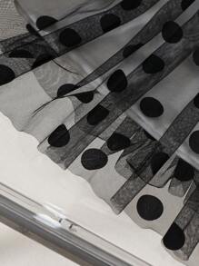 SHEIN 女婴休闲时尚波尔卡圆点网眼连衣裙，带褶饰细节，休闲风格 - 彩色 - 查看 5