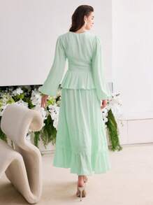 MOTF Soiréza CONTRAST LACE RUFFLE HEM DRESS - Mint Green - View 4