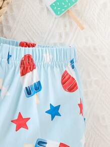 Baby Boys Can Wear Cute, Fun, Simple And Casual Ice Cream Star Print Set In Spring And Summer - Multicolor - View 3