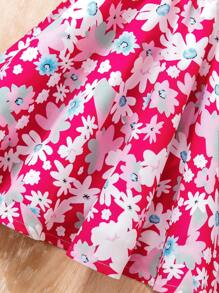 Baby Girl Vacation Floral Print Casual Strap Dress - Multicolor - View 6