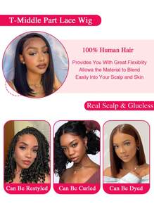 Natural Color Short Bob Wig Human Hair 13X4X1 T Part Lace Front Wig Human Hair For Women Middle Part Brazilian Straight Bob Wig Virgin Human Hair - S1 - View 9