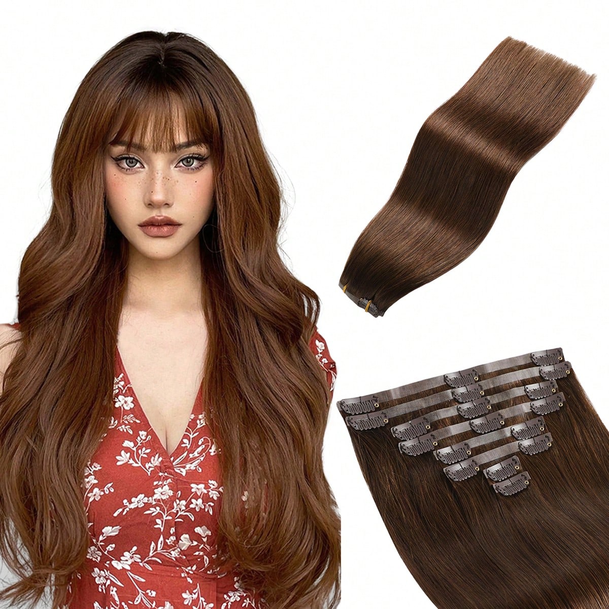 Seamless Skin Weft Clip In Human Hair Extensions 8pcs 110g 120g PU Clip In Extensions Full Head Remy Human Hair Invisible Clip In Hair Extensions Hair Extensions