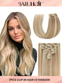7PCS Straight Clip In Hair Extensions For Full Head 14-20 Inch Natural  Hair Extensions Clip Ins Remy Hair Extensions For Women Clip Ins Hair Halloween Costumes - S18/613 - View 1