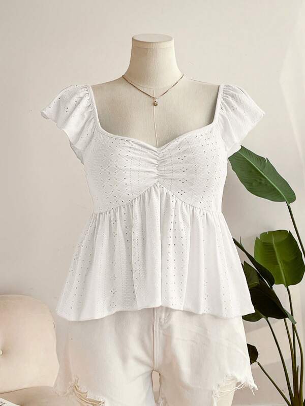 SHEIN Frenchy 女士加大码不对称下摆设计休闲T恤，优雅日常穿着，新款春夏粉色T恤