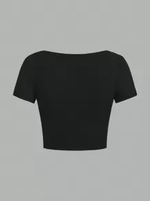 SHEIN EZwear 4 件装休闲简约方领圆领短袖修身短款上衣 T 恤女款，适合夏季 - 彩色 - 查看 4