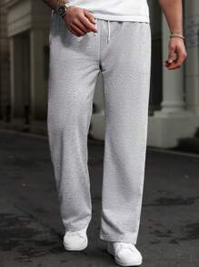 Manfinity CasualCool Pantalones de chándal de unicolor con cordón para hombres de talla grande, sencillos y de moda