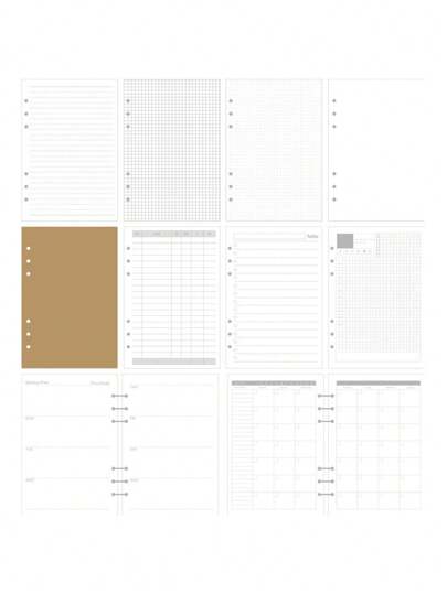 A5 45 Sheets Refill Papers,6 Holes Binder Notebook Inner Paper,Weekly/Monthly/Blank Planner Journal Notebook Parts