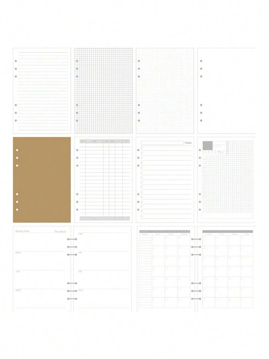 A5 45 Sheets Refill Papers,6 Holes Binder Notebook Inner Paper,Weekly/Monthly/Blank Planner Journal Notebook Parts