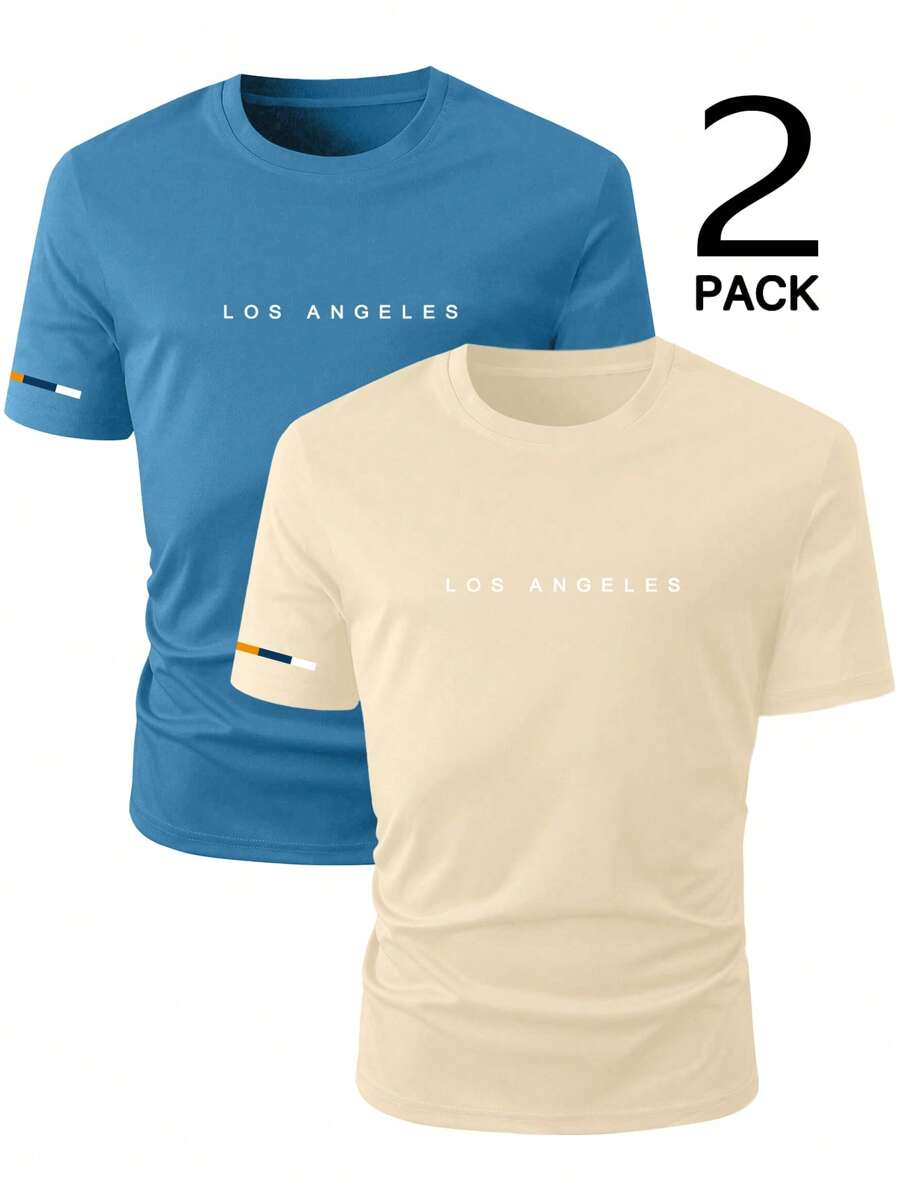 NEOREFINED Men's Casual Minimalist Letter Printed Short Sleeve T-Shirt - Multicolor - View 1