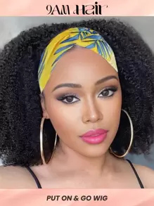 Density Pro Machine Made Headband Kinky Curly Wig 200% Density 16 Inch Natural Black Color 100% Human Hair Top Quality Wig For Women - SNatural - View 1