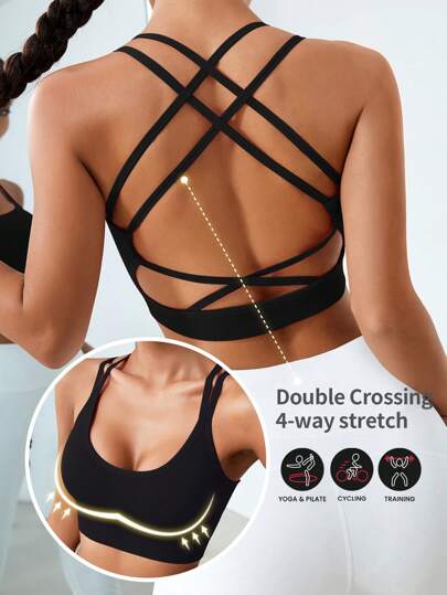 Slayform Light Support Criss Cross Backless Sports Bra Gym Clothes