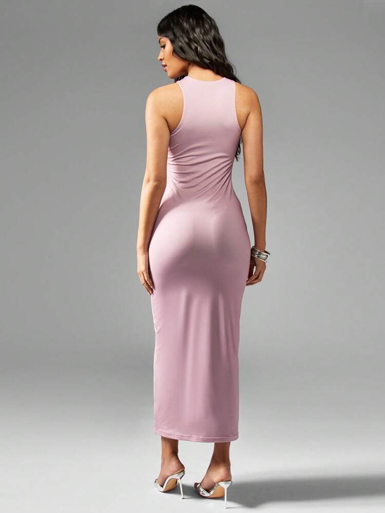 MISSGUIDED Sleeveless Bodycon Racer Maxi Dress Summer Party Elegant Floor Length Form Fitting Evening Gown Ladies Slim Fit Long Column Dress Special Occasion Dress