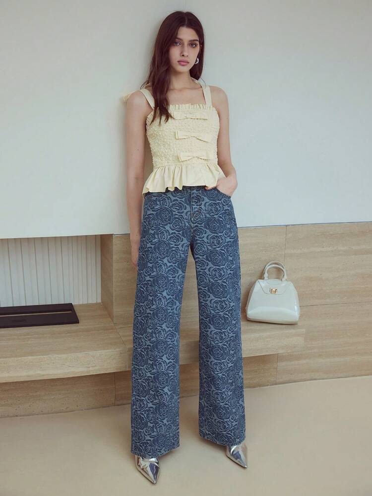 MOTF STUDIO リボンデコレーション テクスチャードタンクトップ