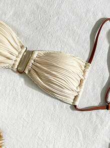 SHEIN Swim Women Textured Sexy Bikini Top, For Summer Beach Vacation