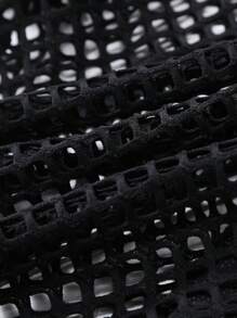 Manfinity Homme Men's Solid Color Hollow-Out Short Sleeve Casual Shirt, Spring/Summer Men Mesh Shirt Men Mesh Shirt Men Clothing Shirts Men Men Shirts - Black - View 3