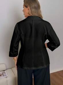 SHEIN Unity Plus Size Casual Commuter Solid Color Suit Jacket Graduation,Back To School,Teacher Outfits For Women - Black - View 2