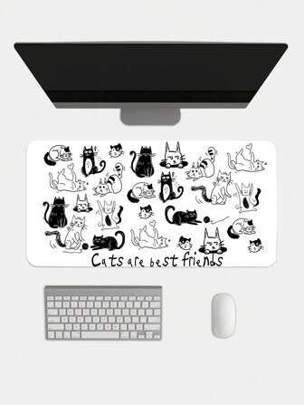 Anime Tapis de souris épais, antidérapant et imperméable avec motif minimaliste mignon de chat, Tapis de souris 998665