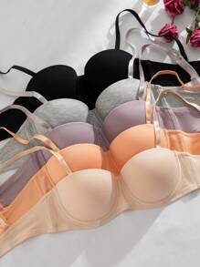 5 件/套女士无钢圈加垫胸罩，无缝胸罩什锦套装