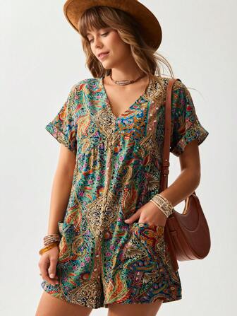 Wildy Combinaison femme imprimé cachemire, printemps