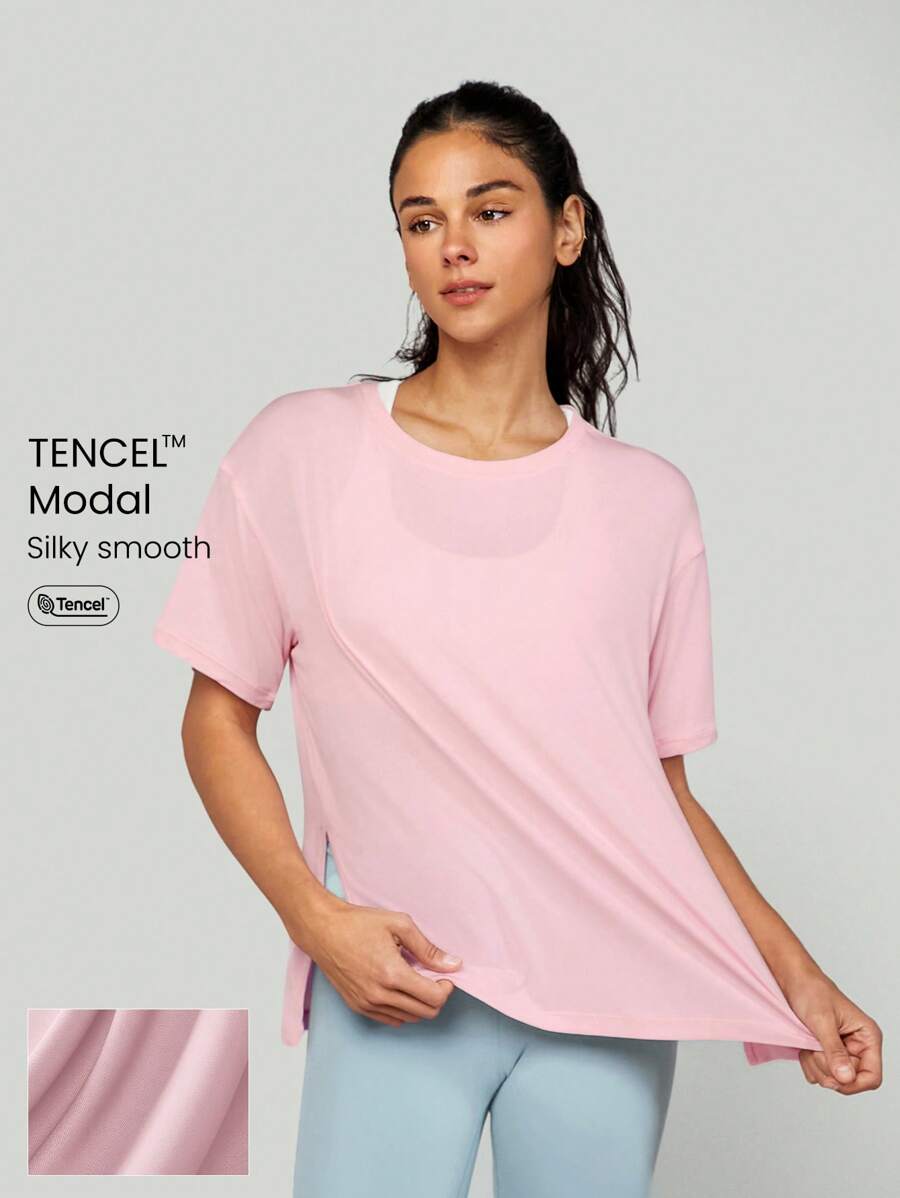 GLOWMODE Tencel Modal Quá Khổ Everymode Tee Hàng Ngày Thường Ngày Mùa Hè Nén Áo Sơ Mi