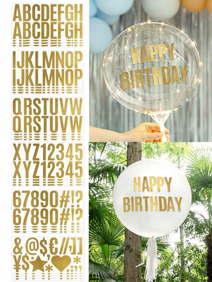 6pcs, 6.35 Cm Waterproof Large Golden Self-Adhesive Letter Decoration Sticker DIY Mailbox Sticker Hot Stamping Letter Sticker Large Alphanumeric Symbol Sticker Decorative Self-Adhesive, - Multicolor - View 1