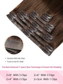 Seamless Clip Ins Tóc nối bằng da không đường may kẹp trong tóc thật 8 chiếc 110g 120g PU kẹp trong tóc nối toàn đầu Remy tóc thật kẹp trong tóc nối vô hình tóc nối - S4 - Xem 7