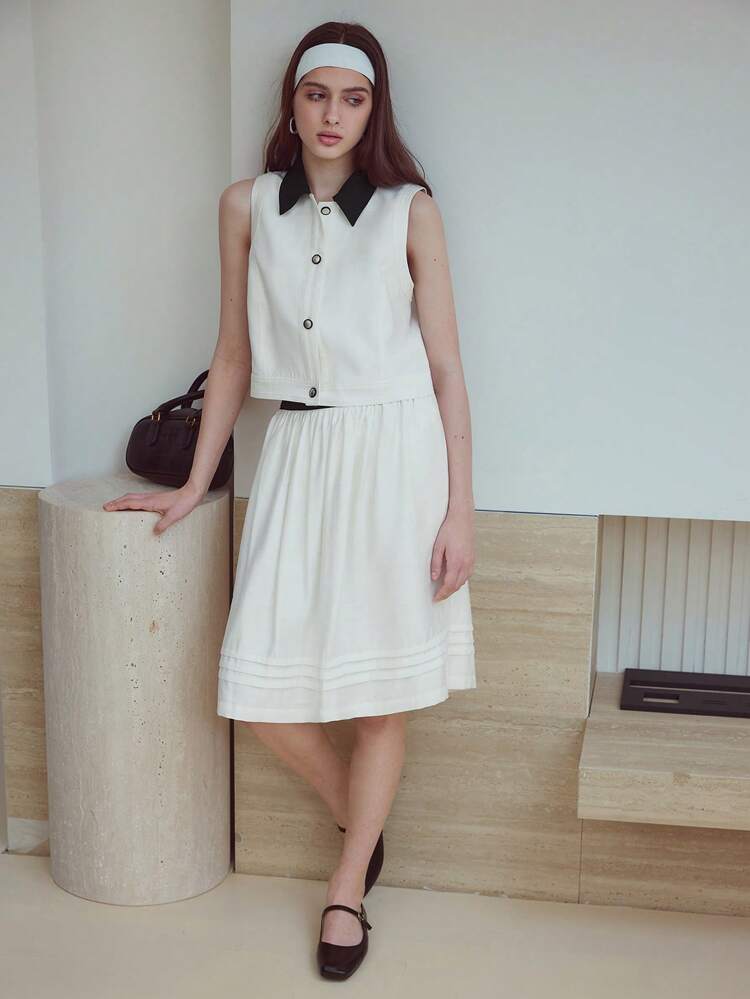 MOTF STUDIO GATHERED COLORBLOCK SKIRT