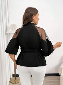 Firerie Plus Size Women 3D Embroidered Patchwork Long Elegant Blouse In Black - Black - View 8
