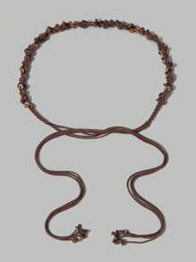 Ontre Coffee Bohemian Style Long Rope Belt, Minimalist & Practical Multifunction - Coffee - View 1