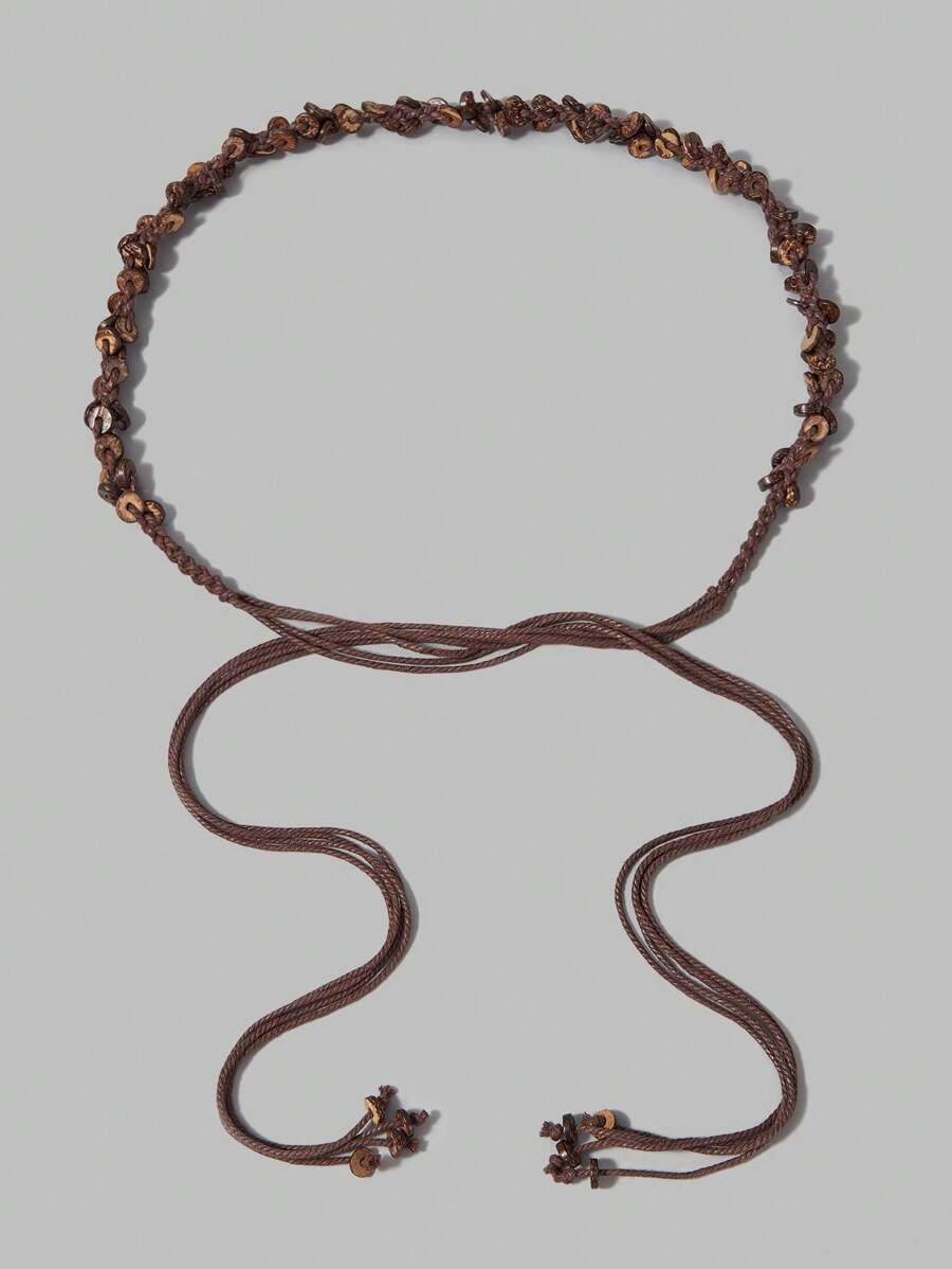 Ontre Coffee Bohemian Style Long Rope Belt, Minimalist & Practical Multifunction - Coffee - View 1
