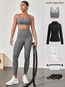 GLOWMODE 女士运动紧身裤 - 深灰色 - 查看 10