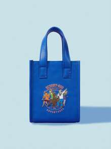 SCOOBY-DOO X SHEIN Women's Fashion Cartoon Portrait Pattern Top Handle Bag - Blue - View 3