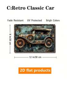 SHEIN 1 pezzo Insegna metallica vintage in alluminio, insegna in metallo vintage con il motivo del camion e dei fiori, decorazione da parete, decorazione da parete vintage per garage, caffè, bar, club, soggiorno, ottimo regalo