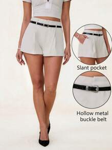 Glamine Short plissé avec ceinture pour femmes